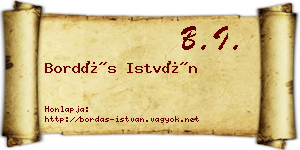 Bordás István névjegykártya